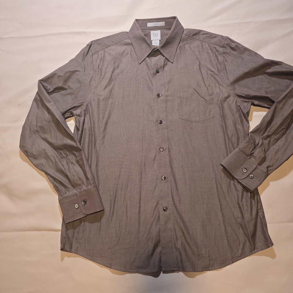 GAP Brown Pinstripe Dress Shirt